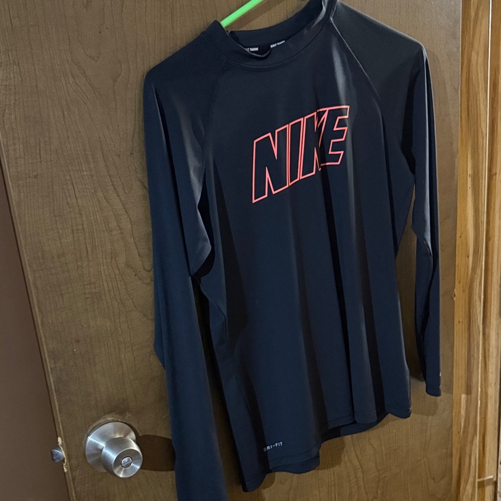 Nike Black Long Sleeve with Vibrant Red Logo